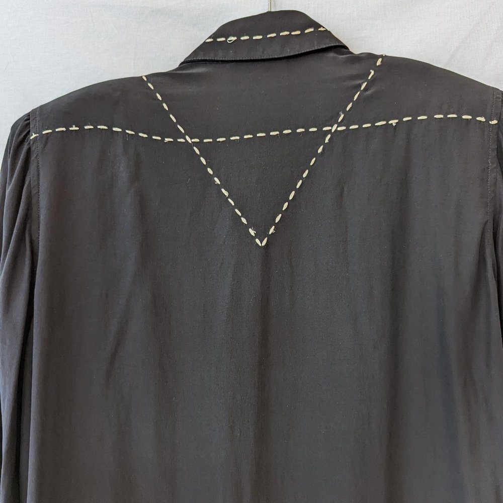 Vintage Silk Black Button Down Size 4 - Picture 6 of 11